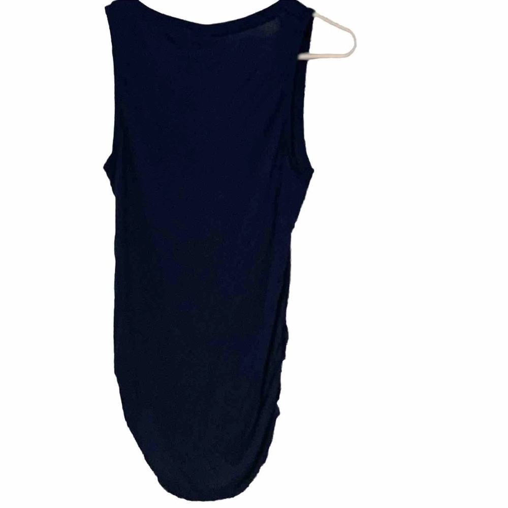 Gap Blue Sleeveless Long Tank With Shirred Sides Rounded Hem Size XS